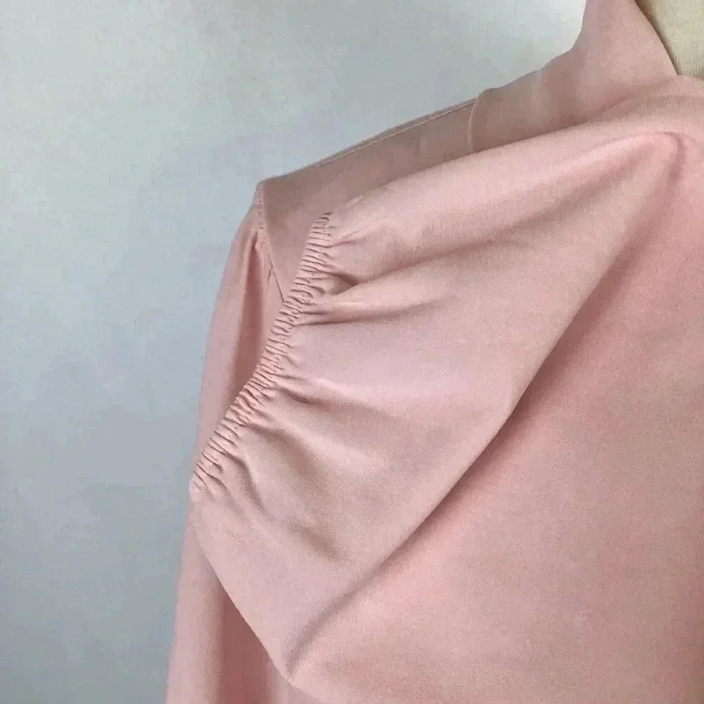 Bisou Bisou Michele Bohbot Blush Pink Wraparound Bubble Hem Top Puff Sleeves 3X - Picture 8 of 12